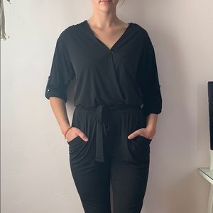 Michael Kors Black Jumpsuit Studded Shoulder XXS